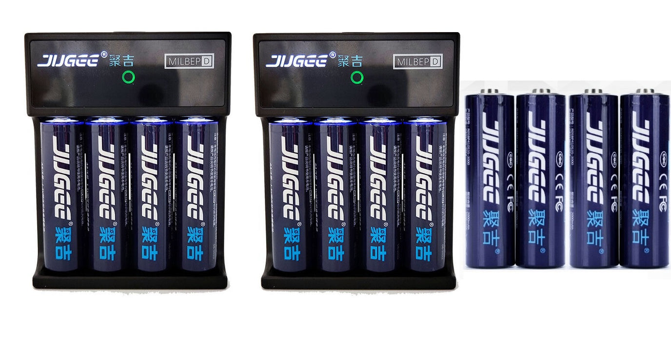 Jugee 1.5v 3000mWh AA AAA rechargeable lithium batteries and charger