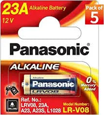 23A 12V Alkaline Battery 12v A23 LRV08L Pack of 5 batteries Panasonic