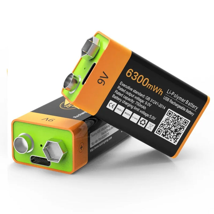 Rechargeable 9V Lithium Batteries 6300mWh Battery 700mAh with Cable Znter