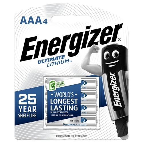 Energizer Ultimate Lithium Battery AAA 4 Pack 1.5V