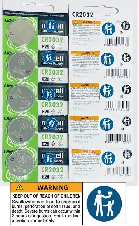 5 x CR2032 3V MAXELL COIN BATTERY MADE IN JAPAN USE BY 2028 CHILD RESISTANT PACKAGING Maxell