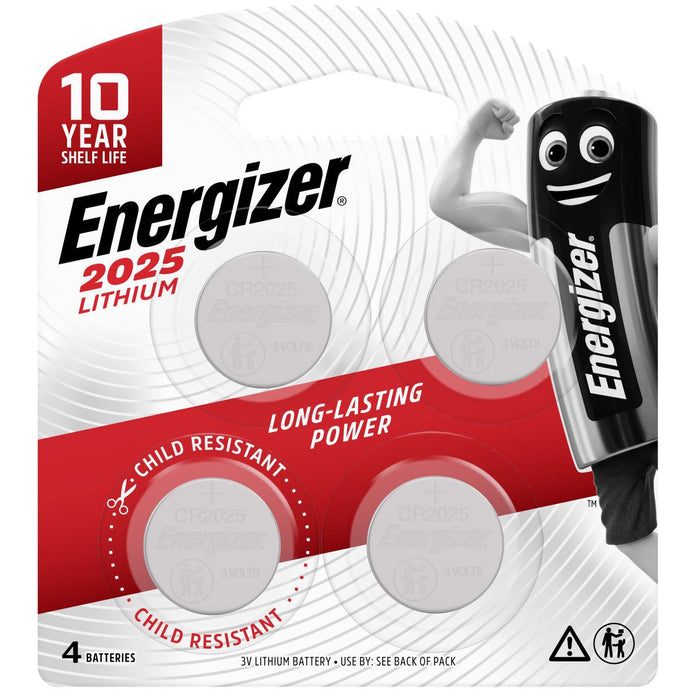 Energizer 2025 Lithium Coin Battery 4 Pack