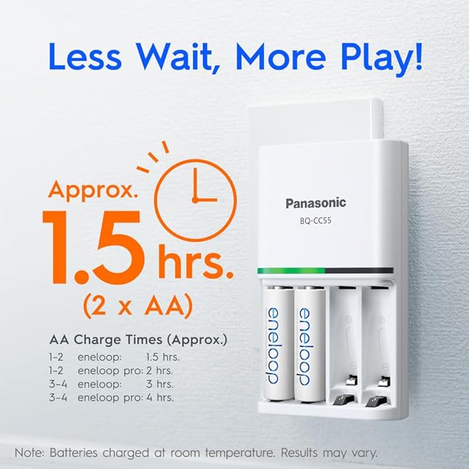 Panasonic Eneloop Quick Charger with 4x AA Batteries 2000mAh FAST CHARGER