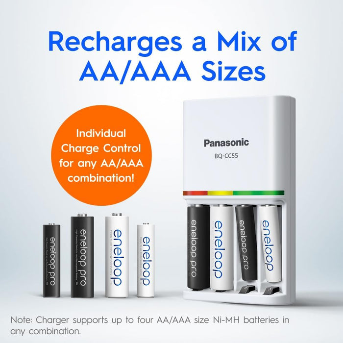 Panasonic Eneloop Quick Charger with 4x AA Batteries 2000mAh FAST CHARGER