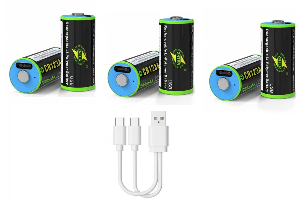 ZNTER 3.0V CR123A rechargeable battery 700mAh USB rechargeable lithium battery