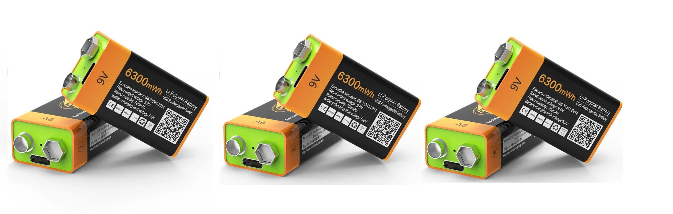 Rechargeable 9V Lithium Batteries 6300mWh Battery 700mAh with Cable Znter