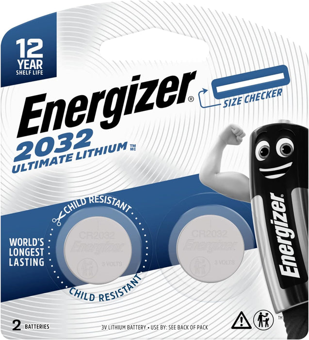 Energizer 2032 3V Ultimate Lithium Coin Batteries (2 Pieces)