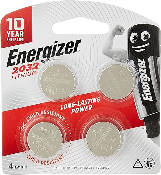 Energizer CR2032 Coin Battery DL2032 , Pack of 4 Child Resistant