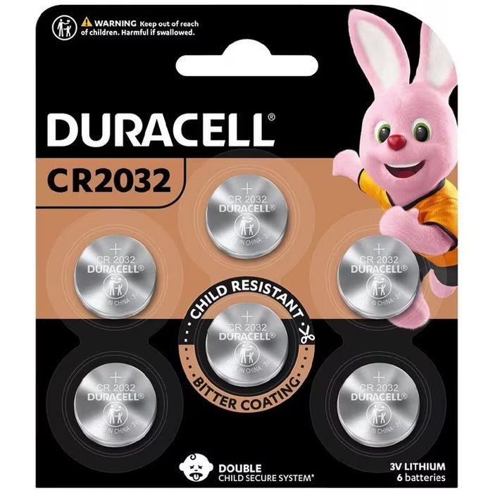 Duracell Specialty CR2032 Lithium Batteries 6 Pack 3V
