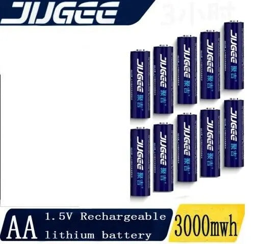 Jugee 1.5v 3000mWh AA AAA rechargeable Li-polymer lithium batteries and charger freeshipping - JUST BATTERIES