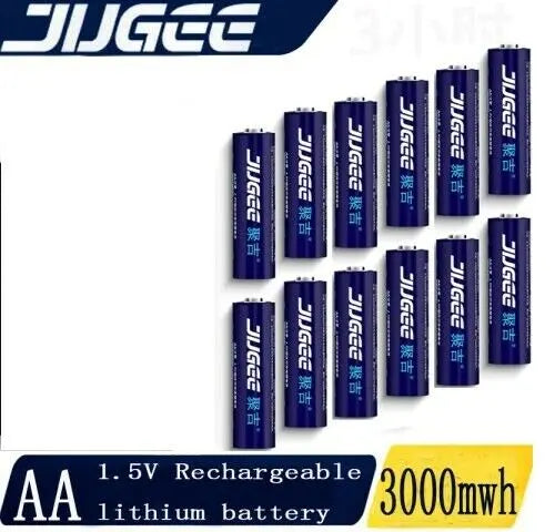 Jugee 1.5v 3000mWh AA AAA rechargeable Li-polymer lithium batteries and charger freeshipping - JUST BATTERIES