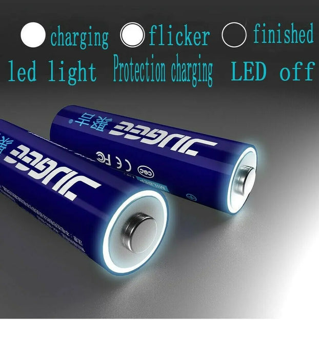 Jugee 1.5v 3000mWh AA AAA rechargeable Li-polymer lithium batteries and charger freeshipping - JUST BATTERIES