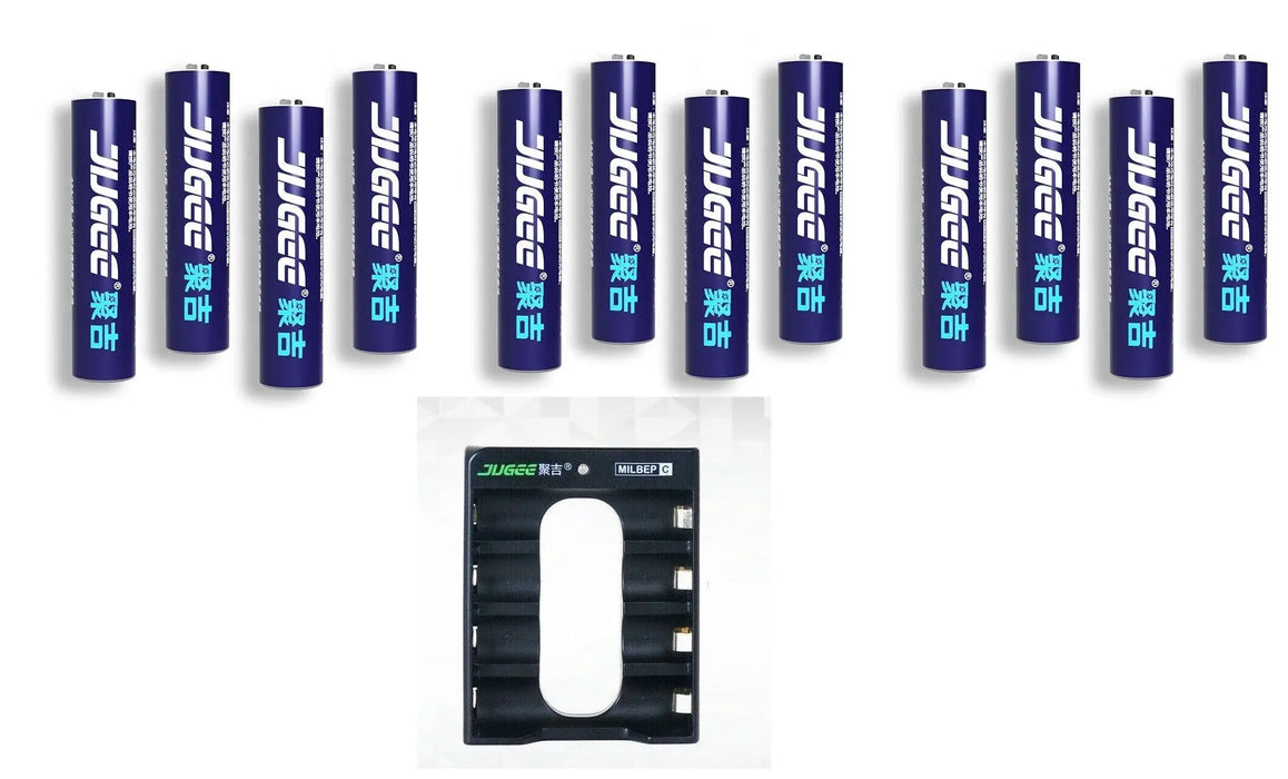 Jugee 1.5v 3000mWh AA AAA rechargeable Li-polymer lithium batteries and charger Jugee