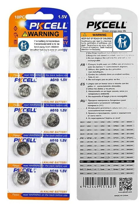 AG10 GP189 SR54 LR1130 1.5V Alkaline Button Cell Battery PKCell 10 pcs