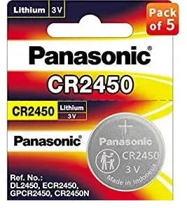 Panasonic CR2450 Blister pack 5 battery Compliant with safety and information standard 2020 Panasonic