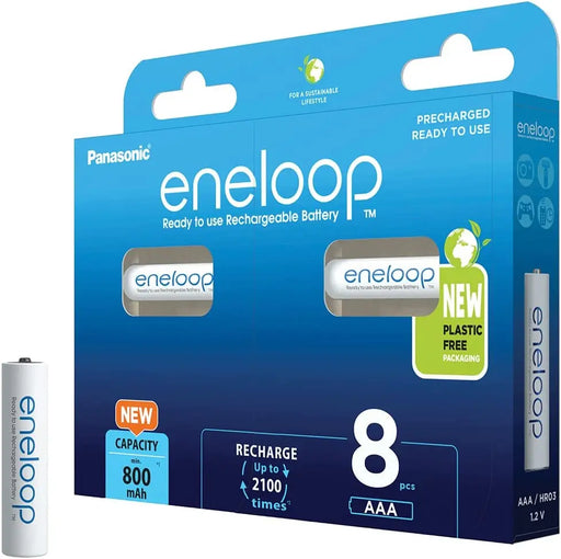 Panasonic eneloop Ready-to use Ni-MH Battery AAA 8-Pack 800 mAh 2100-charge Cycle Life (BK-4MCDE/8BE) Panasonic