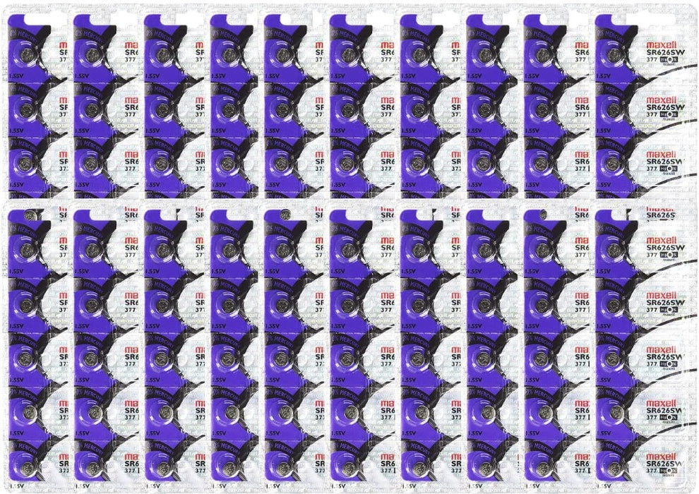 Maxell 377 SR626SW Watch Battery BOX OF 100 pcs Silver oxide battery