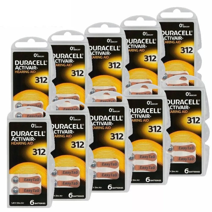 Duracell Activair hearing aid battery PR41 size 312 Brown