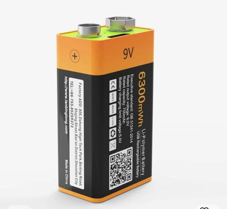 9V 600mAh High Capacity ZNTER Li ion Polymer USB Rechargeable Micro USB