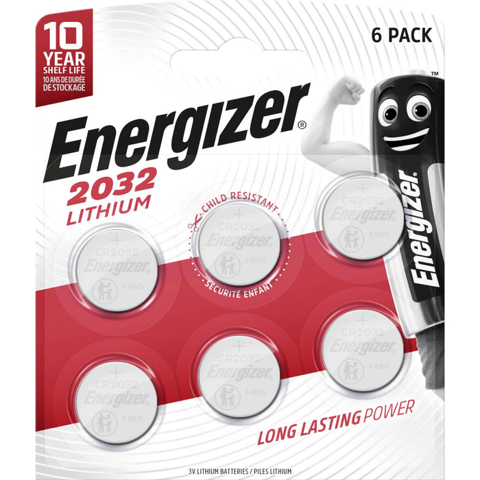 Energizer CR2032 Batteries 6 Pack 3V Lithium Coin Batteries
