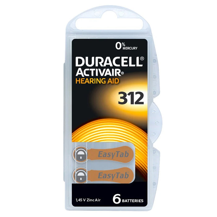 Duracell Activair hearing aid battery PR41 size 312 Brown