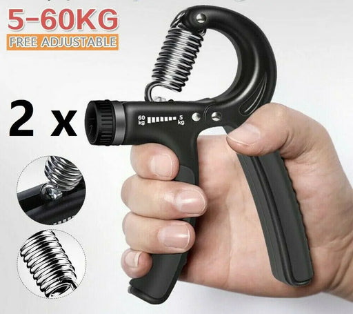 2 x Adjustable Power Hand Grip Forearm Gripper Strengthener Trainer 5-60Kg NEW Unbranded/Generic