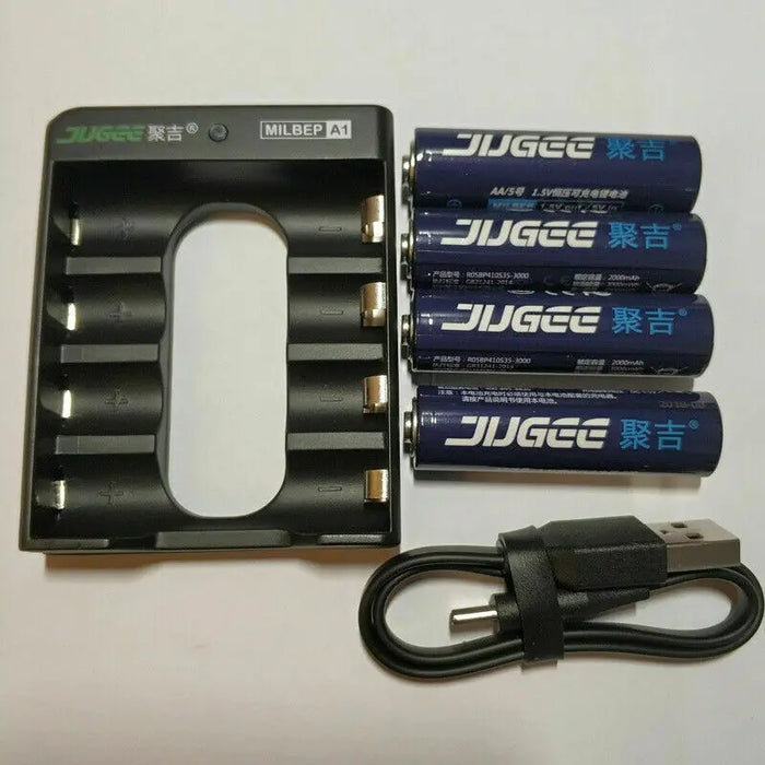 4 x jugee 1.5v 3000mWh AA  rechargeable Li-polymer lithium battery and charger 