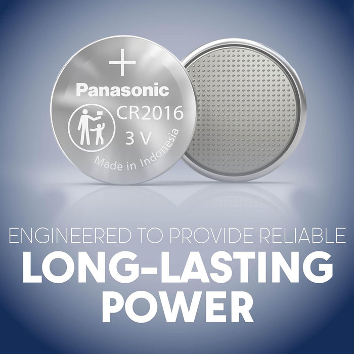 Panasonic CR2016 Battery 3V Lithium Coin Cell – 6 Pack | Long Lasting Button Battery for Car Key, Watch & Small Electronics