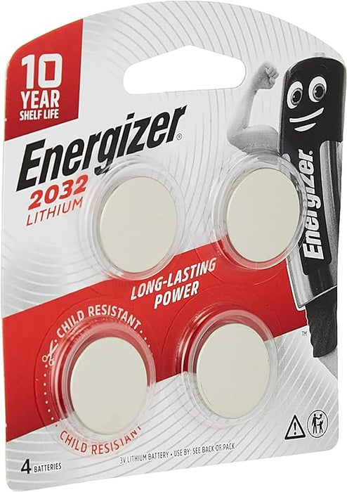 Energizer CR2032 Coin Battery DL2032 , Pack of 4 Child Resistant