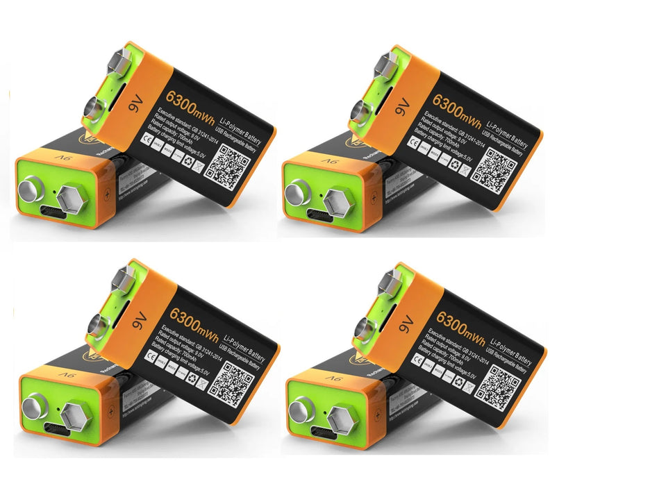 9V 600mAh High Capacity ZNTER Li ion Polymer USB Rechargeable Micro USB
