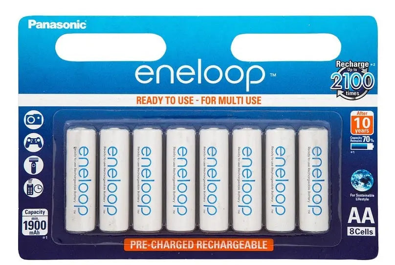 8x Panasonic Eneloop rechargeable NiMH AA batteries Genuine Made in Japan Panasonic