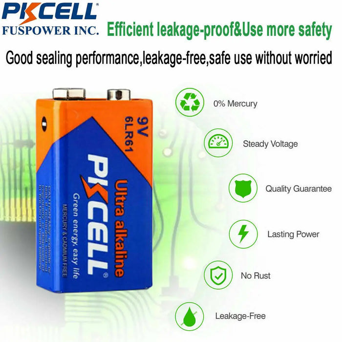 9V Battery 9Volt 6LR61 1604A 6LF22 MN1604 ULTRA Alkaline Battery PKCELL EXP 2029 freeshipping - JUST BATTERIES