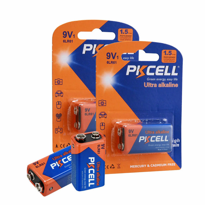 9V Battery 9Volt 6LR61 1604A 6LF22 MN1604 ULTRA Alkaline Battery PKCELL EXP 2029 freeshipping - JUST BATTERIES
