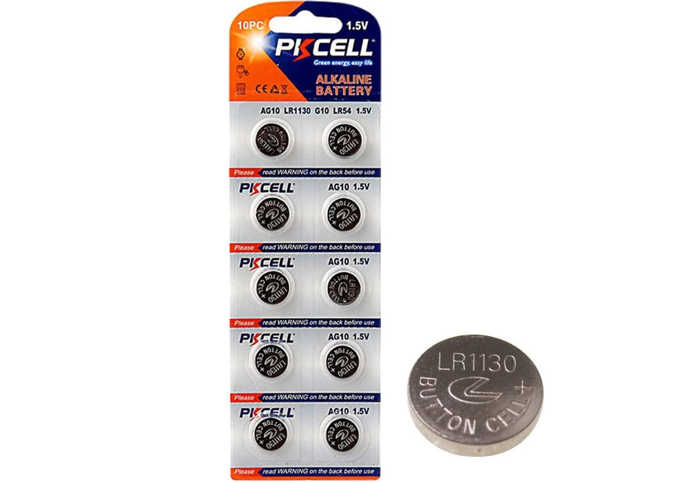 AG10 GP189 SR54 LR1130 1.5V Alkaline Button Cell Battery PKCell NEW 10 pcs