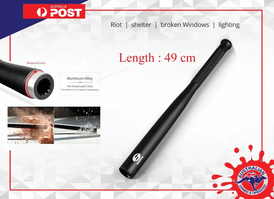 Super Bright Baseball LED Flashlight - 3 Modes (Strobe) For Emergency & Security - 10W T6