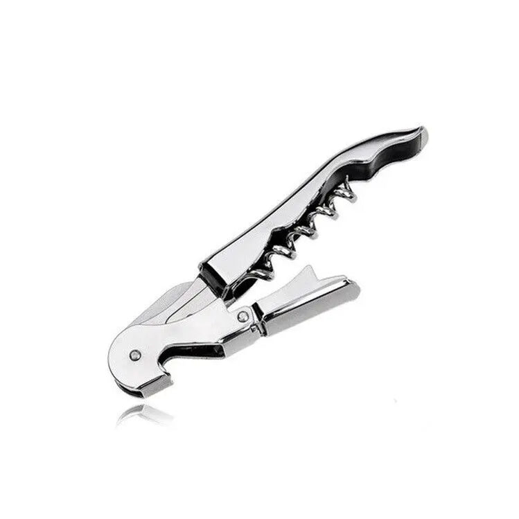 Black & Steel Waiter's Corkscrew Bottle Cap Key Opener — JUST BATTERIES ...