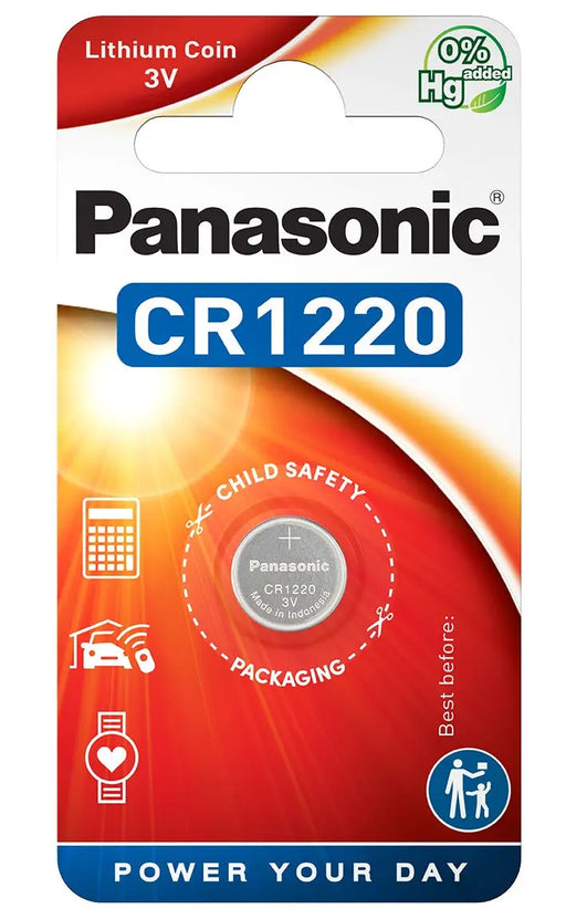 CR1220 Panasonic Coin Battery Lithium 3V Single child resistance safety packaging Panasonic