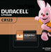CR123 CR123A 3V lithium battery Duracell Duracell