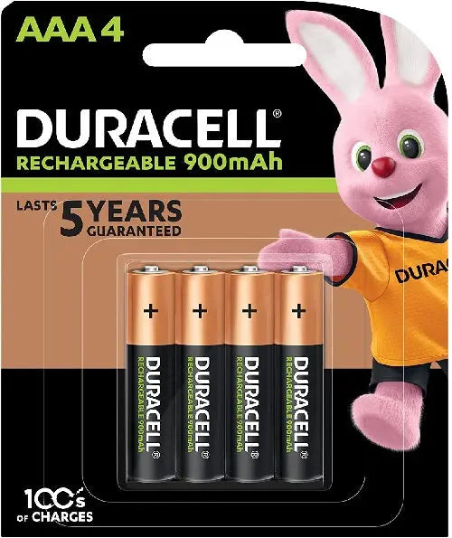 Duracell Rechargeable AAA Batteries 900mAh Pack of 4 batteries Duracell