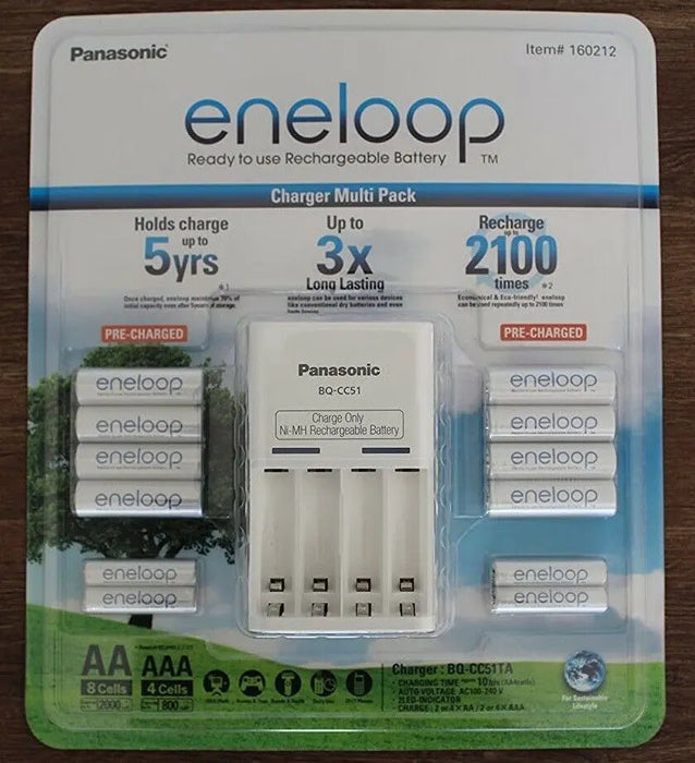 Eneloop Rechargeable Batteries NiMH 8 AA 4 AAA with Battery Charger Rechargeable freeshipping - JUST BATTERIES