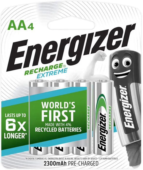 Energizer AA or AAA Rechargeable Batteries ACCU Recharge Extreme Pack of 4 freeshipping - JUST BATTERIES