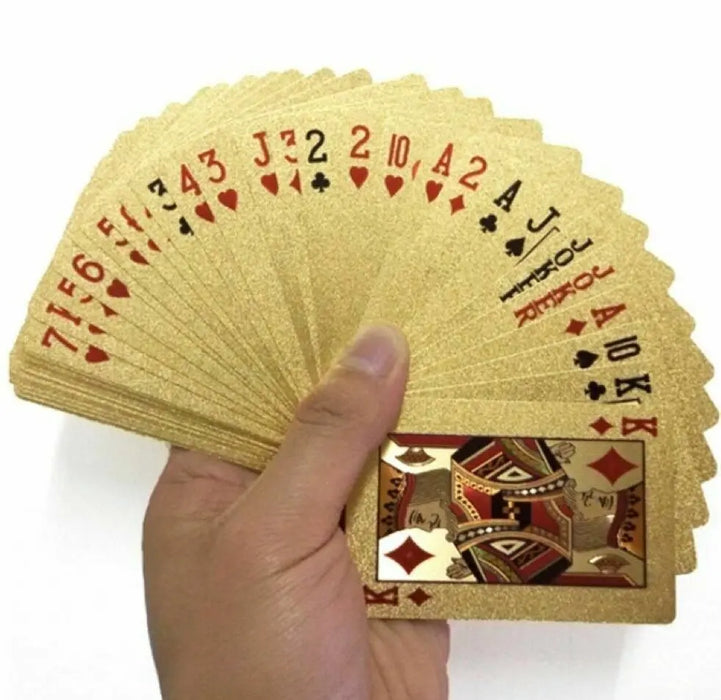 GOLD Plated POKER Playing CARDS Waterproof PVC Plastic Casino Game 54 Deck Unbranded