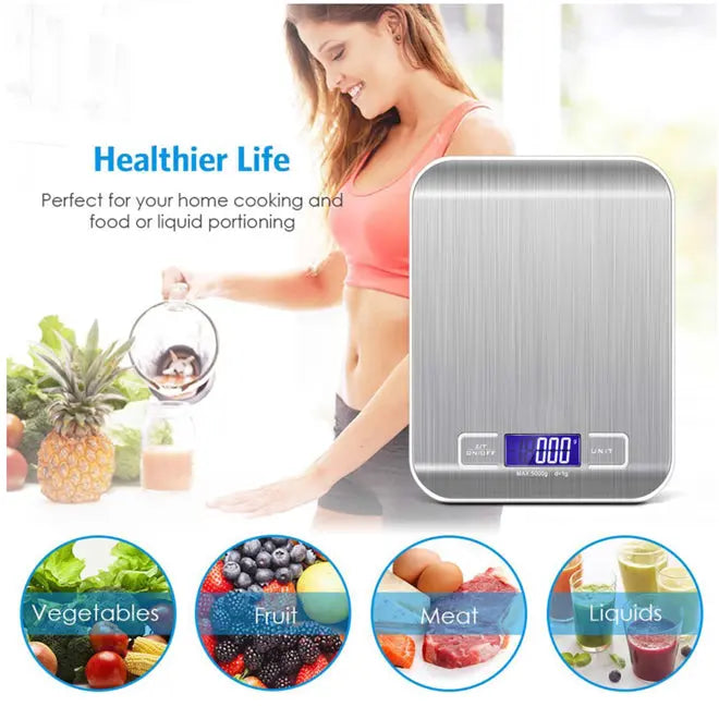 Kitchen Scale Weight 5kg 1g Cooking Food Electronic Digital LCD Stainless Scale Kitchen
