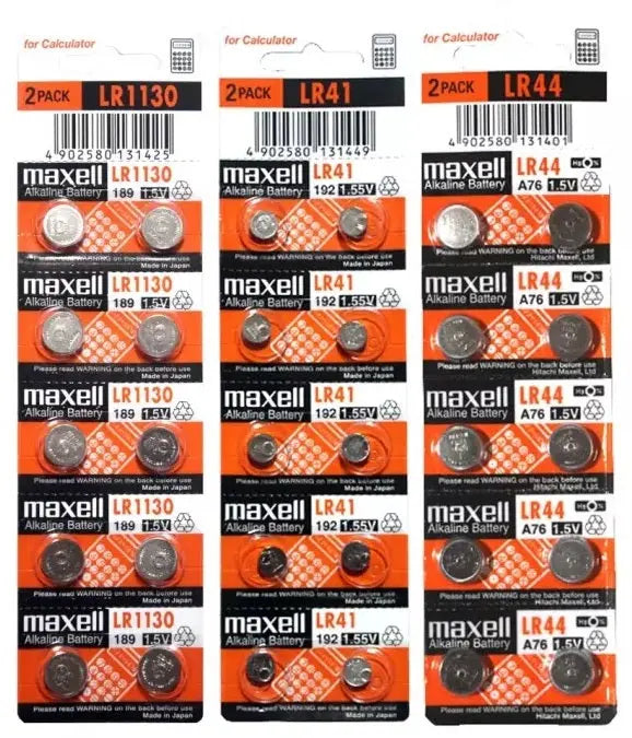 Strip of 10 Fresh Maxell LR1130 (189) 1.5v Alkaline Batteries