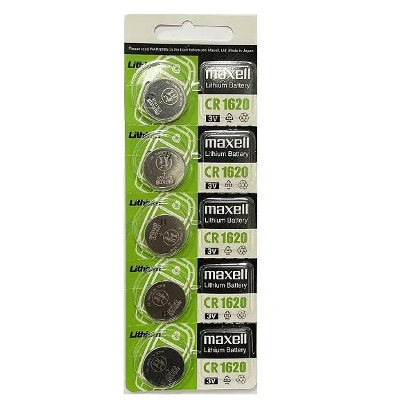 Maxell CR1620 3v Lithium Coin Cell Battery Pack of 5 batteries Maxell