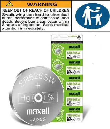 Maxell Watch Batteries SR626SW Silver Oxide 1.55V Equivalent 377 Maxell