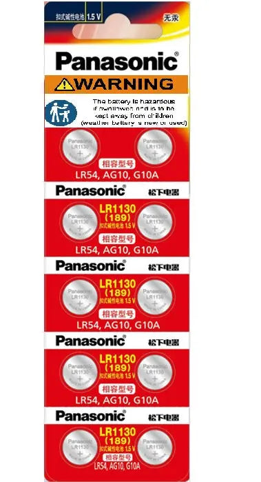 Panasonic 0%Hg LR1130 Battery AG10 390 1.5V Alkaline Batteries 10pcs Panasonic