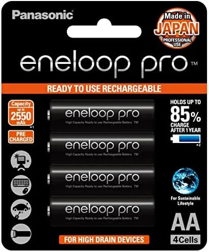 Panasonic Eneloop Pro rechargeable AA batteries x 4 MADE IN JAPAN 2550MAH Panasonic