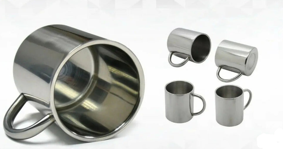 Stainless Steel Cup Mugs Drinking Coffee Camping Travel Kitchen 4 MUGS PICNIC Kitchen
