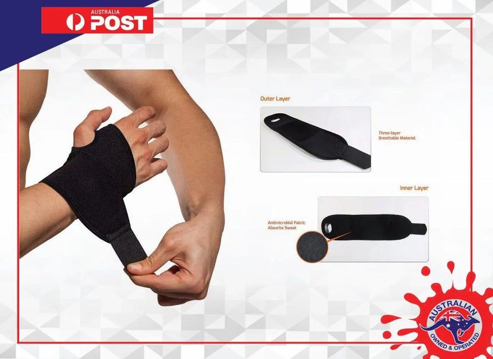 WRIST SUPPORT Brace Pain Relief Strap Carpal Tunnel Sprain CTS RSI Gym Splint Unbranded